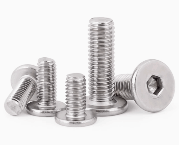 Flat head hexagonal screw, stainless steel