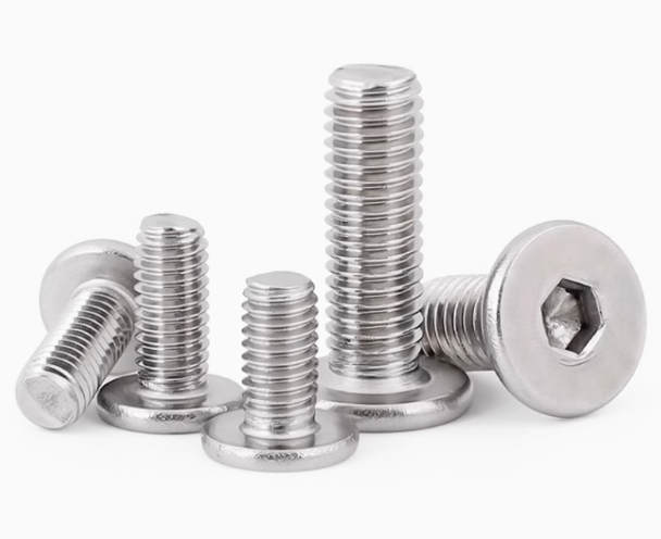 Flat head hexagonal screw, stainless steel